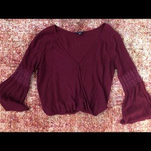 American Eagle Flowy Semi Cropped Boho Top